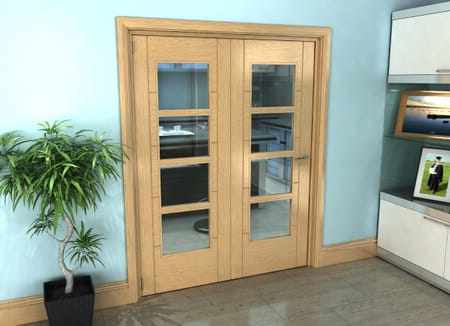 Iseo Oak 4 Light Clear 2 Door Roomfold Grande (2 + 0 x 762mm Doors)