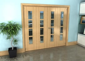 Iseo Oak 4 Light Clear 4 Door Roomfold Grande (2 + 2 X 533mm Doors) Image