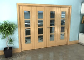 Iseo Oak 4 Light Clear 4 Door Roomfold Grande (2 + 2 X 610mm Doors) Image