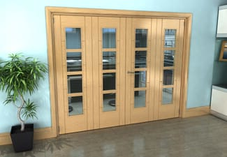 Iseo Oak 4 Light Clear 4 Door Roomfold Grande (2 + 2 x 610mm Doors)