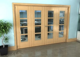 Iseo Oak 4 Light Clear 4 Door Roomfold Grande (2 + 2 X 686mm Doors) Image