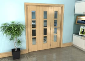 Iseo Oak 4 Light Clear 3 Door Roomfold Grande (3 + 0 X 457mm Doors) Image