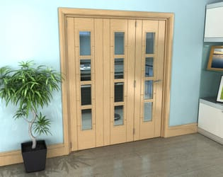 Iseo Oak 4 Light Clear 3 Door Roomfold Grande (3 + 0 x 533mm Doors)