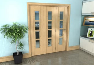 Iseo Oak 4 Light Clear 3 Door Roomfold Grande (3 + 0 x 457mm Doors)
