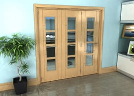 Iseo Oak 4 Light Clear 3 Door Roomfold Grande (3 + 0 X 610mm Doors) Image