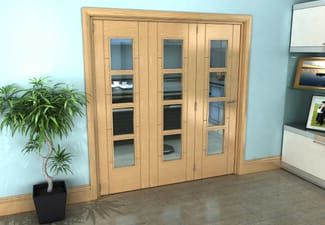 Iseo Oak 4 Light Clear 3 Door Roomfold Grande (3 + 0 x 610mm Doors)