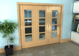 Iseo Oak 4 Light Clear 3 Door Roomfold Grande (3 + 0 X 686mm Doors) Image