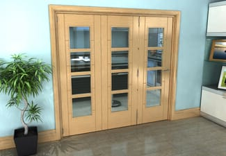 Iseo Oak 4 Light Clear 3 Door Roomfold Grande (3 + 0 x 686mm Doors)