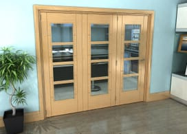 Iseo Oak 4 Light Clear 3 Door Roomfold Grande (3 + 0 X 762mm Doors) Image