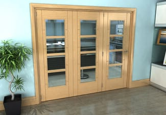 Iseo Oak 4 Light Clear 3 Door Roomfold Grande (3 + 0 x 762mm Doors)