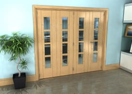 Iseo Oak 4 Light Clear 4 Door Roomfold Grande (3 + 1 X 533mm Doors) Image