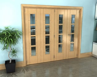 Iseo Oak 4 Light Clear 4 Door Roomfold Grande (3 + 1 x 533mm Doors)