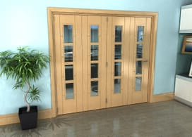 Iseo Oak 4 Light Clear 4 Door Roomfold Grande (4 + 0 X 533mm Doors) Image