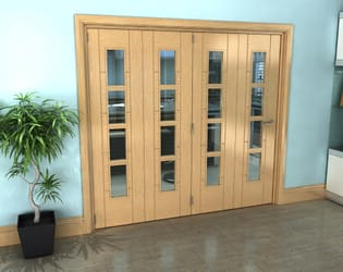 Iseo Oak 4 Light Clear 4 Door Roomfold Grande (4 + 0 x 533mm Doors)