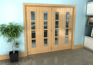 Iseo Oak 4 Light Clear 4 Door Roomfold Grande (4 + 0 x 457mm Doors)