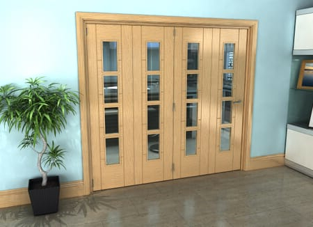 Iseo Oak 4 Light Clear 4 Door Roomfold Grande (4 + 0 x 457mm Doors)