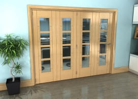 Iseo Oak 4 Light Clear 4 Door Roomfold Grande (4 + 0 X 610mm Doors) Image