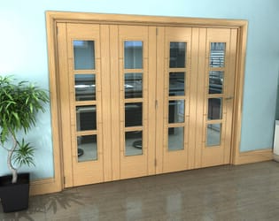Iseo Oak 4 Light Clear 4 Door Roomfold Grande (4 + 0 x 610mm Doors)