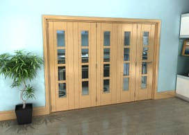 Iseo Oak 4 Light Clear 5 Door Roomfold Grande (5 + 0 X 533mm Doors) Image