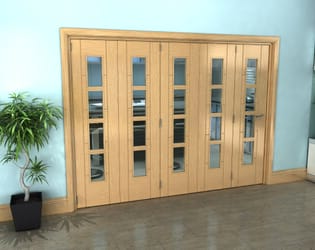 Iseo Oak 4 Light Clear 5 Door Roomfold Grande (5 + 0 x 533mm Doors)
