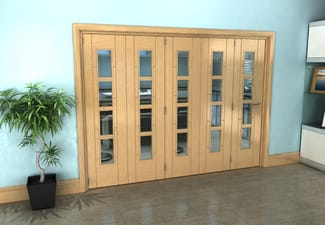 Iseo Oak 4 Light Clear 5 Door Roomfold Grande (5 + 0 x 457mm Doors)