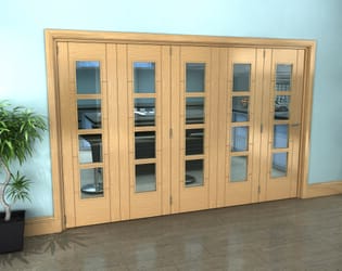 Iseo Oak 4 Light Clear 5 Door Roomfold Grande (5 + 0 x 610mm Doors)