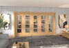 Oak Ladder 4 Lite Clear Glazed Prefinished Roomfold Doorset