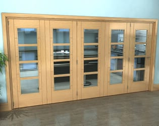 Iseo Oak 4 Light Clear 5 Door Roomfold Grande (5 + 0 x 762mm Doors)