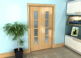 Iseo Oak 4 Light Frosted 2 Door Roomfold Grande (2 + 0 X 533mm Doors) Image