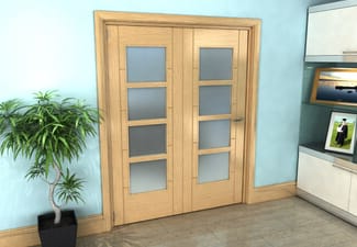 Iseo Oak 4 Light Frosted 2 Door Roomfold Grande (2 + 0 x 762mm Doors)
