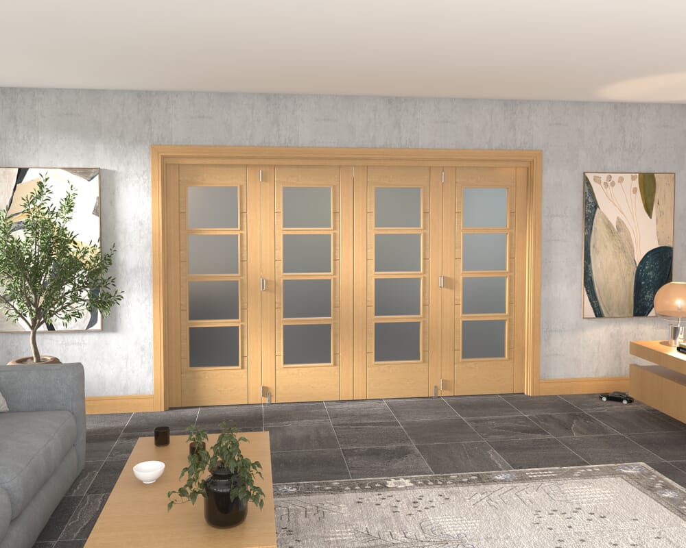 3136x2060x133mm Iseo Oak 4L Frosted Roomfold Grande (2+2)