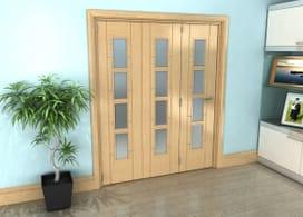 Iseo Oak 4 Light Frosted 3 Door Roomfold Grande (3 + 0 X 457mm Doors) Image
