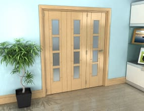1446x2060x133mm ISEO Oak 4L Frosted Roomfold Grande (3+0)