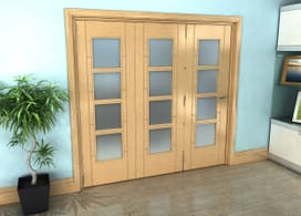 Iseo Oak 4 Light Frosted 3 Door Roomfold Grande (3 + 0 X 686mm Doors) Image
