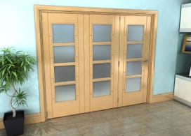 Iseo Oak 4 Light Frosted 3 Door Roomfold Grande (3 + 0 X 762mm Doors) Image