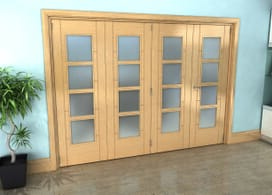 Iseo Oak 4 Light Frosted 4 Door Roomfold Grande (3 + 1 X 686mm Doors) Image