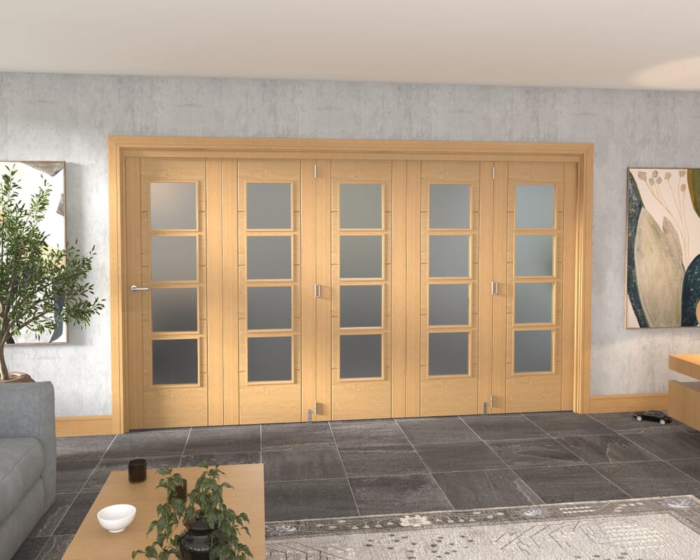 3511x2060x133mm Iseo Oak 4L Frosted Roomfold Grande (5+0)