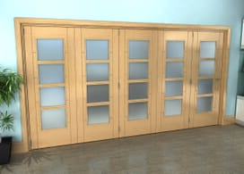 Iseo Oak 4 Light Frosted 5 Door Roomfold Grande (5 + 0 X 762mm Doors) Image