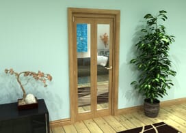 Glazed Oak Prefinished 2 Door Roomfold Grande (2 + 0 X 381mm Doors) Image