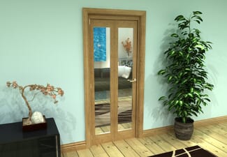 Glazed Oak Prefinished 2 Door Roomfold Grande (2 + 0 x 381mm Doors)