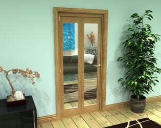 Glazed Oak Prefinished 2 Door Roomfold Grande (2 + 0 x 419mm Doors)