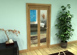 Glazed Oak Prefinished 2 Door Roomfold Grande (2 + 0 X 457mm Doors) Image