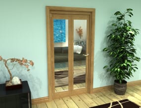 Glazed Oak Prefinished 2 Door Roomfold Grande (2 + 0 x 457mm Doors)