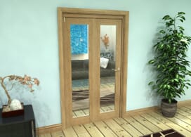 Glazed Oak Prefinished 2 Door Roomfold Grande (2 + 0 X 533mm Doors) Image