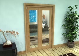 Glazed Oak Prefinished 2 Door Roomfold Grande (2 + 0 X 573mm Doors) Image