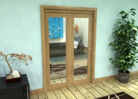 Glazed Oak Prefinished 2 Door Roomfold Grande (2 + 0 X 610mm Doors) Image