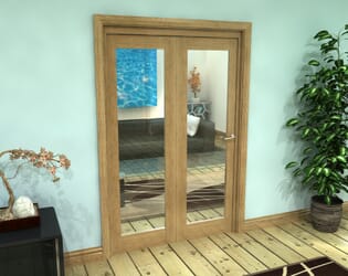Glazed Oak Prefinished 2 Door Roomfold Grande (2 + 0 x 610mm Doors)