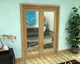 Glazed Oak Prefinished 2 Door Roomfold Grande (2 + 0 x 762mm Doors)