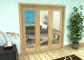 Glazed Oak Prefinished 3 Door Roomfold Grande (2 + 1 X 610mm Doors) Image