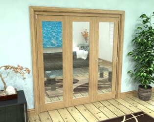Glazed Oak Prefinished 3 Door Roomfold Grande (2 + 1 x 610mm Doors)